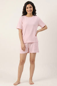 Zivame Knit Cotton Shorts Set - Pink Dogwood — thumbnail 2